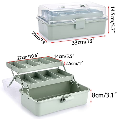 BTSKY 3-Layer Plastic Dividing Storage Box Craft Organizer and Storage with Adjustable Spacers Portable Handled Art Supply...