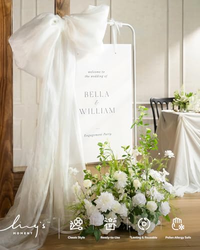 Ling's moment 17.5" Tall Free Standing Artificial Flowers Arrangements 4 pcs Fall Wedding Aisle Runner Chair Decorations L...