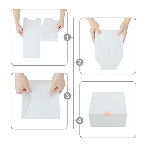 YUEFANBOX 12 Pack White Gift Boxes, 8x8x4in, with Lids, 80ft Twine, Stickers & Tape, Easy Assemble for Bridesmaid Proposa...