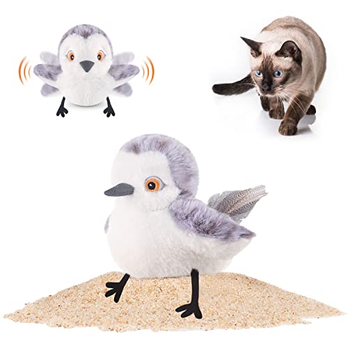 Potaroma Cat Toys Flapping Bird (No Flying), Lifelike Sandpiper Chirp Tweet, Rechargeable Touch Activated Kitten Toy Inter...