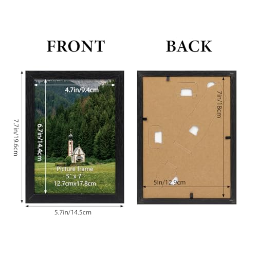 HORLIMER 5x7 Picture Frame Set of 12, Black Picture Frames Display 5 by 7 Photo for Wall or Tabletop