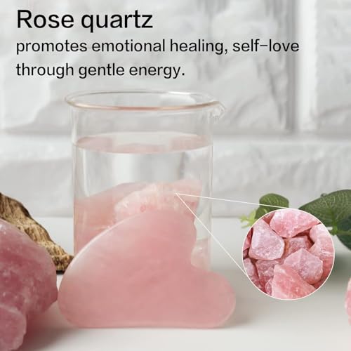 huefull Gua Sha Facial Tools for Face and Body –Spa Gifts for Women, Natural Rose Quartz Guasha Tool for Face, Relieving T...