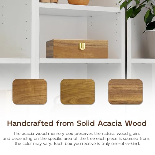 BWODYAY Acacia Wood Decorative Box with Lid, Small Jewelry Box, Memories Box, Keepsake Boxes with Lids, Wooden Gift Box