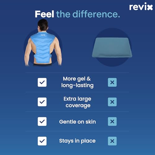 REVIX Large Ice Pack for Shoulder and Back with Straps, Reusable Full Back Ice Pack Wrap Cold Compression Therapy for Disc...