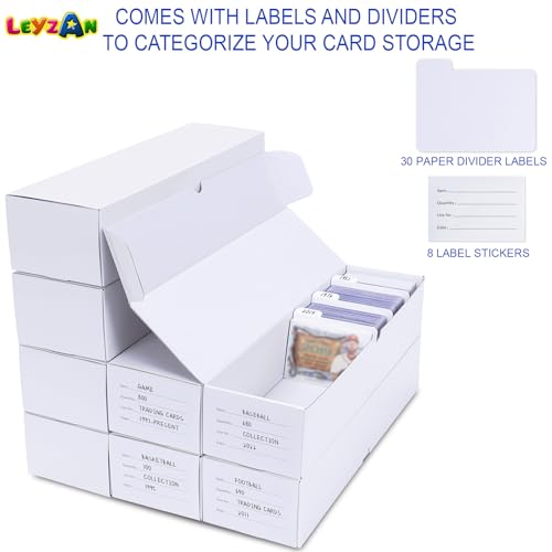 Leyzan Trading-Card Storage Box, 8-Pack • 1000 Count Corrugated Cardboard Storage Box with dividers & labels for TCG/Magi...