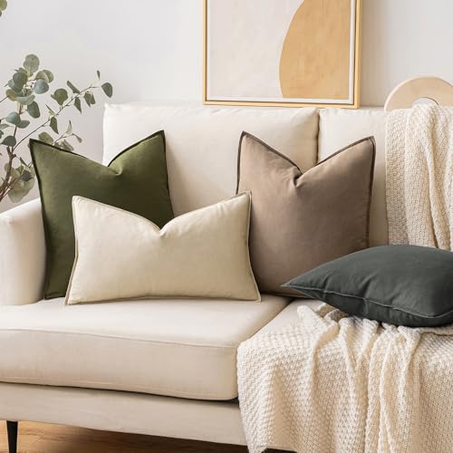 MIULEE 26x26 Inch Pack of 2 Decorative Euro Shams Linen Pillow Covers Boho Farmhouse Modern Soft Accent Throw Pillows for ...