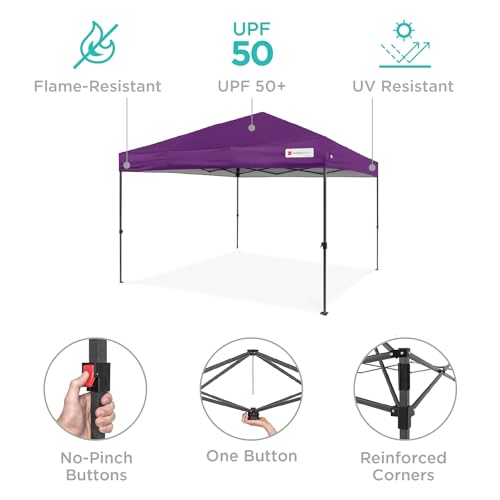 Best Choice Products 8x8ft Pop Up Canopy Tent, Outdoor Shade, 1 Person 1 Minute Set Up, Carry Case, 4 Weight Bags - Amethy...