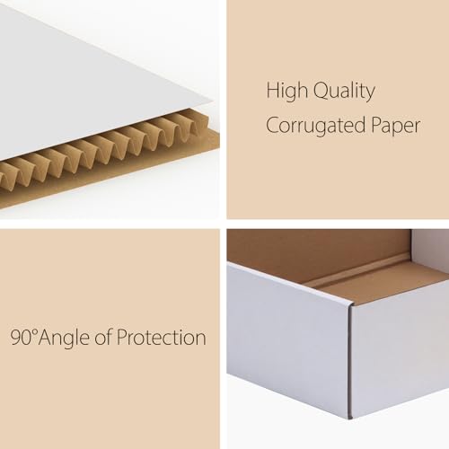RLAVBL 12x9x3 Shipping Boxes Set of 6, White Corrugated Cardboard Box for Packing, Mailing, Business