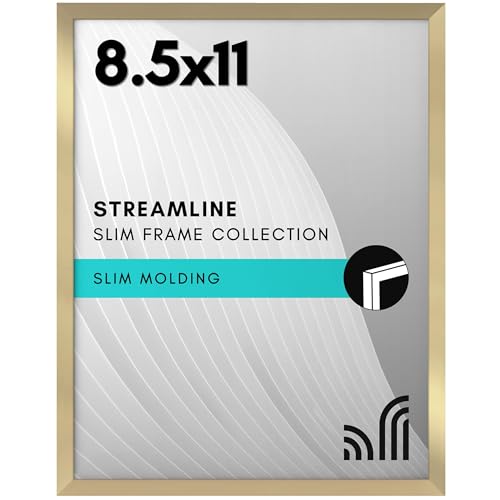 Americanflat 8.5x11 Picture Frame with Shatter-Resistant Glass - Streamline Collection - Thin Border Photo Frame for Table...