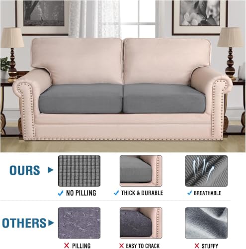 H.VERSAILTEX Super Stretch Individual Seat Sofa Covers Couch Cushion Covers Slipcover Sets Thick Jacquard Textured Twill F...