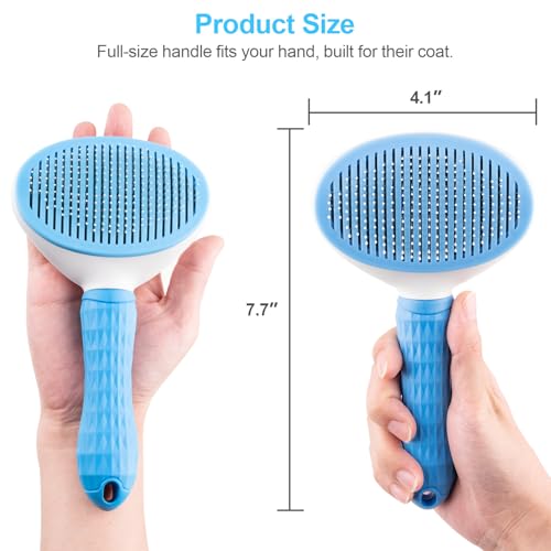Depets Self Cleaning Slicker Brush, Dog Cat Bunny Pet Grooming Shedding Brush - Easy to Remove Loose Undercoat, Pet Massag...