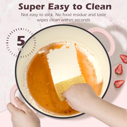 Umite Chef 5QT Enameled Cast Iron Dutch Oven Pot with Lid, Heavy-Duty Cookware for Bread Baking, Braising, Stews, Roastin...