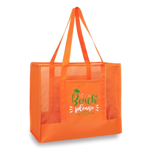 hsmyank Reusable Large Beach Bags With 2 Pockets & Zipper, Lightweight Beach Tote for Poolside, Trip/swim