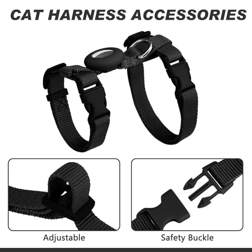 VKPETFR Cat Harness and Leash Set with Airtag Holder for Walking & Travelling, Escape Proof Cat Harness for Small Medium L...