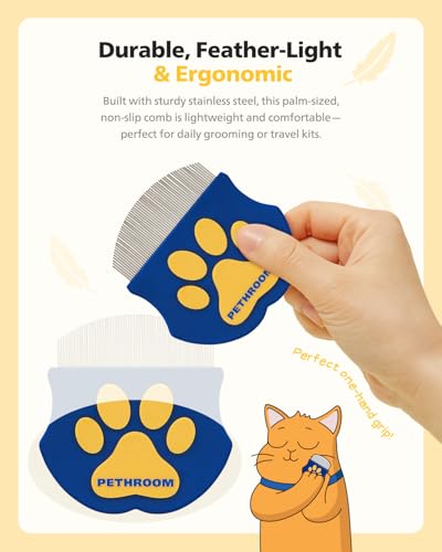 PETHROOM Professional Eye Comb for Pets | Stainless Steel Tear Stain Remover for Cats & Dogs | Gentle Round-Head Grooming ...