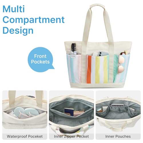 G4Free Beach Bag,Waterproof Beach Tote Pool Bags for Women,Compatible with Stanley Cup,Foldablefor Weekender Travel