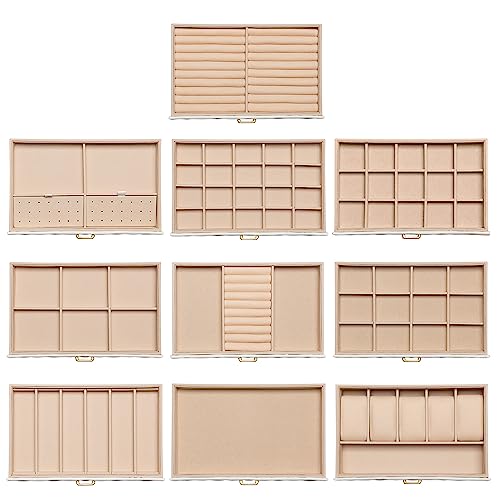 FEIYAN Extra Large Jewelry Box Organizer with 10 Drawers - Premium Faux Leather Storage Case & Velvet Lining | Modern Scan...