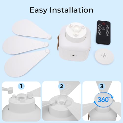 Portable Camping Fan, 7200 mAh Tent Fans with LED Light, Remote Control, Detachable Blades and Hook 4 Speeds 3 Brightness ...