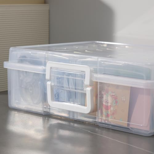 novelinks Transparent 4" x 6" Photo Organizers and Photo Storage Box with Handle, 16 Inner Photo Cases, Portable Picture O...