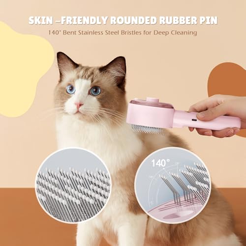 Cat Steam Brush,Cat Brushes for Indoor Cats, 4 In 1Spritz Spray Defur Comb, Cloud Care Shedding Control, Pet Grooming Brus...