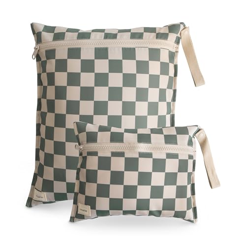 mushie Water Resistant Wet Bags | Large & Small Reusable Storage Bag for Baby Items and Travel | Zippered Pockets with Han...