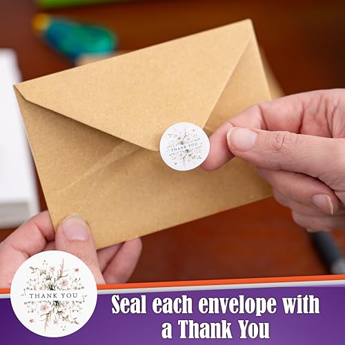 52-pack Floral Thank You Cards Bulk with Kraft Envelopes & Matching Stickers, 3.5x5 Inches, 6 Wildflower Designs | Perfect...