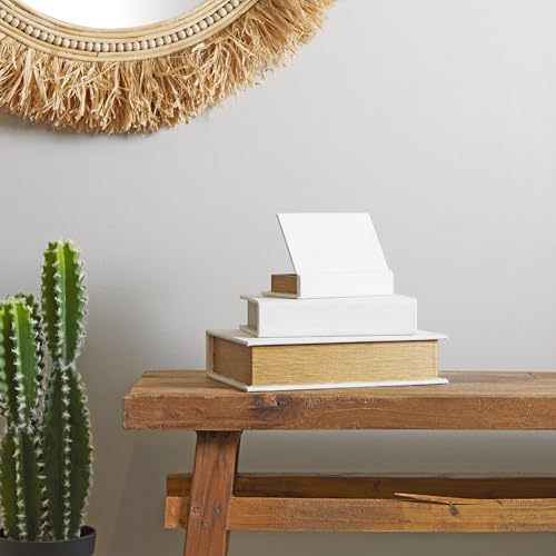 Deco 79 Linen Fabric Decorative Box Faux Storage Book Book Shaped Boxes, Set of 3 Decorative Keepsake Boxes 12", 9", 6"H, ...