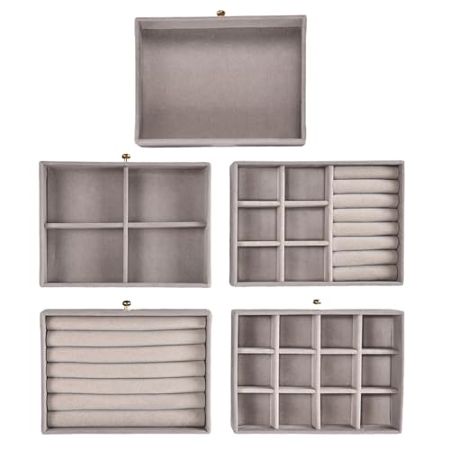 Greenfeather Jewelry Organizer with 7 Removable Drawers, Clear Acrylic Jewelry Box with 16 Necklace Hooks, 48 Pairs of Ear...