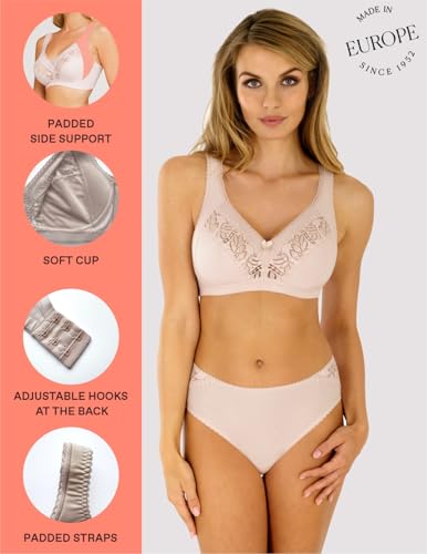 Rosme Plus Size Wireless Soft Bra Padded Straps Unpadded Lingerie Galla Black Beige White