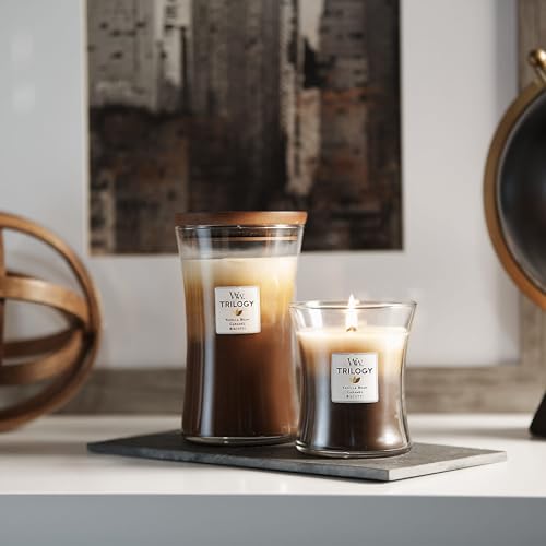 WoodWick Café Sweets Trilogy Holiday Candle Gifts for Women and Men, 9.7 oz Medium Hourglass Trilogy Candle with Crackling...