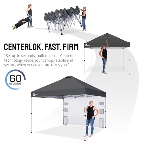 CROWN SHADES Canopy Tent 10x10 Pop Up Canopy Outdoor Shade with Pockets Sidewall, Easy Up Sun Shelter with One Person Set ...