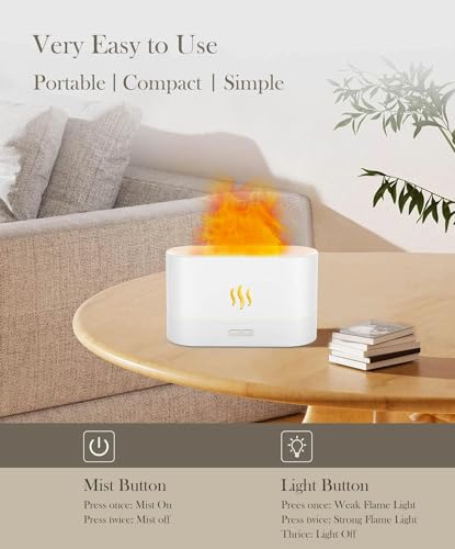 Flame Air Diffuser Humidifier,Upgraded Scent Diffuser for Essential Oils,Ultrasonic Aromatherapy,Fire Mist Humidi with 2 B...