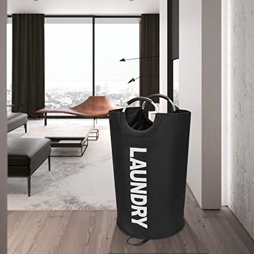 Maxsilan 90L Large Laundry Basket, Freestanding Tall Clothes Hamper, Collapsible Laundry Bag, Black