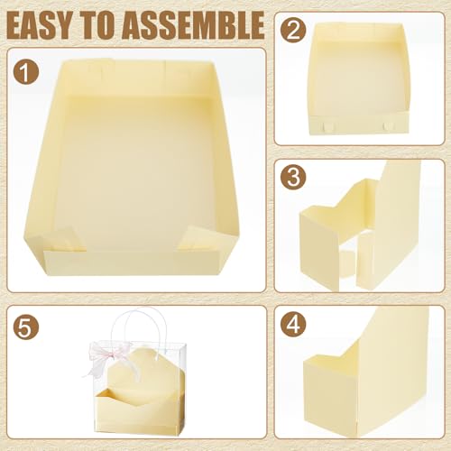 Resurhang 8 Set Flower Gift Boxes for Arrangement Mother's Day Flower Bags with Envelope Gift Boxes Clear plastic Bags wit...