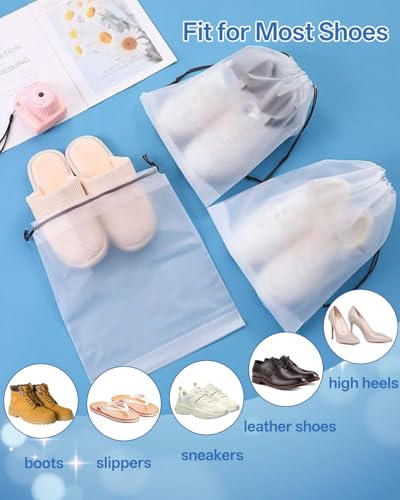Teskyer 6 Pack Shoe Bags for Travel – Transparent, Waterproof, Portable Shoe Storage for Packing (15.7" x 11.8") – Travel ...