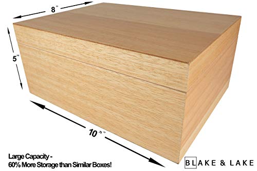 Blake & Lake Wooden Keepsake Box with Lid - Blonde Catchall Wood Storage Box - Treasure and Gift Box for Home - Decorative...