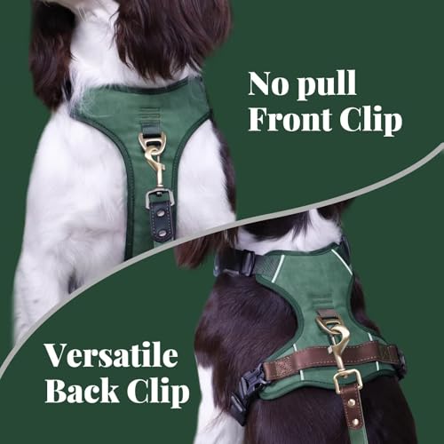 Didog No Pull Dog Harness Medium Sized Dog,Classic PU Leather Vest for Medium Dogs with Easy Control Handle,No Choke Front...