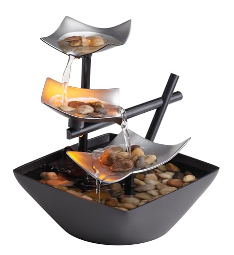 Homedics Tabletop Water Fountain, Home Décor Soothing Sound Machine - Automatic Pump, Deep Basin & Natural River Rocks. In...