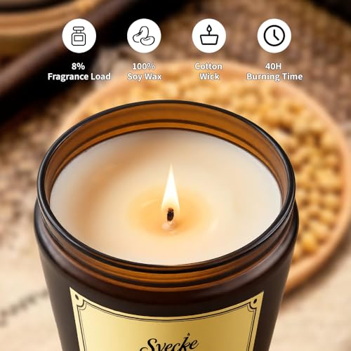 SVECKE 4 Pack 28oz Scented Candles, Soy Wax Jar Candles, Lemon, Lavender, Sage & Citrus, Fireside, Scented Candles for Hom...