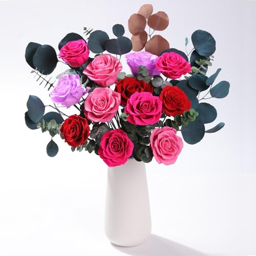 Lovenfold Flowers for Delivery Birthday Flowers Gift for Her,Preserved Flowers Bouquet 12 Roses Mixed Bouquet,Rose Gifts f...