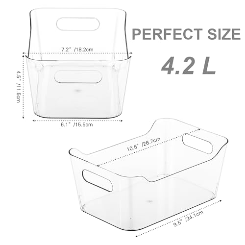 Tiawudi 12 Pack Plastic Storage Bins, Multi-Use Organizer Bins, Pantry Organizer, Clear Storage Containers for Home, Kitch...