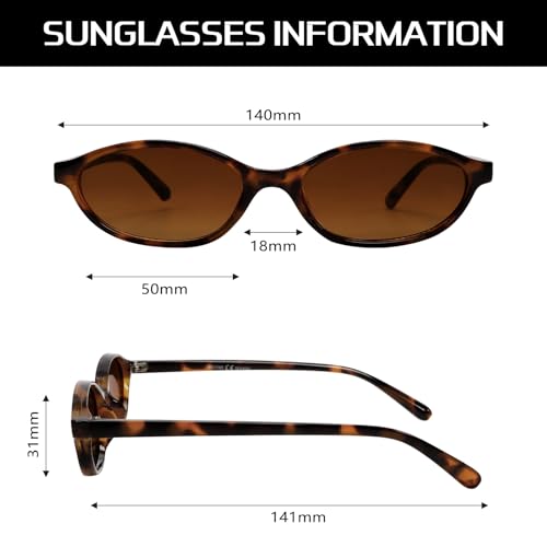 GUVIVI Retro Oval Sunglasses for Women Chic Cat Eye 90s Sunnies Lightweight Narrow Shades Trendy UV protection Sun Glasses
