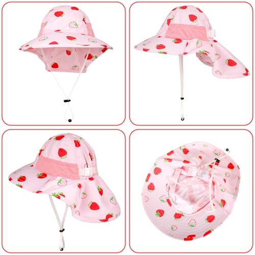 Toddler Baby Sun Hat Kids Summer Beach Essentials Adjustable Beach Hats with Bucket Wide Brim for Boys Girls Age 0-14 Years