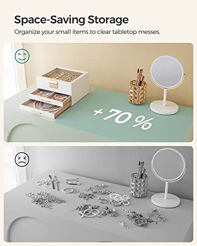 SONGMICS GISELLA Collection - Jewelry Box Organizer, 3-Layer Jewelry Storage with 2 Drawers, Shiny Metal Hardware, Glass L...