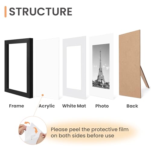 upsimples 8.5x11 Picture Frame Set of 10, Display Pictures 6x8 with Mat or 8.5x11 Without, Multi Photo Frames Collage for ...