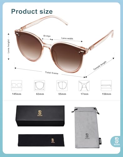 SOJOS Sunglasses Womens Trendy 2025 Classic Round Retro Vintage Shades Large Frame Sunnies SJ2067