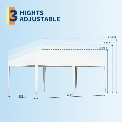 GarveeLife 10x20 Pop Up Canopy, Beach Ten with One Push Setup, Heavy Duty Outdoor Instant Canopy Tent with Portable Roller...
