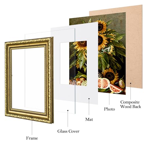 eletecpro 4x6 Picture Frames Set of 4, Retro Frames with Glass Cover, Vintage Gold Photo Frame 4 by 6 Displays 3.5x5 Photo...