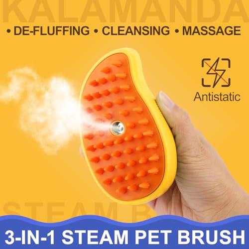 Cat Steam Brush, 3 in 1 Dog Steamy Brush Cleanser, Silicone Massage Grooming Comb, Pet Hair Cleaning Misting Comb for Cats...