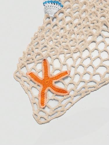 ZAFUL Crochet Sarong Coverups for Women Beach Vacation Starfish See Thru Tie Side Bathing Suit Cover Up Mini Skirt